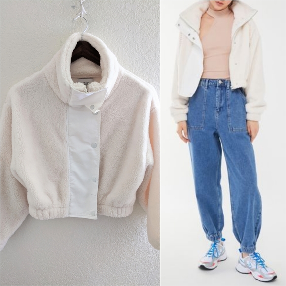 cropped teddy fleece